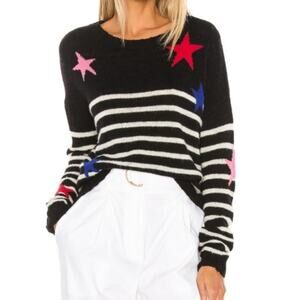 Rails Perci Stars Stripe Sweater Womens XS Wool Alpaca Cashmere Revolve Black